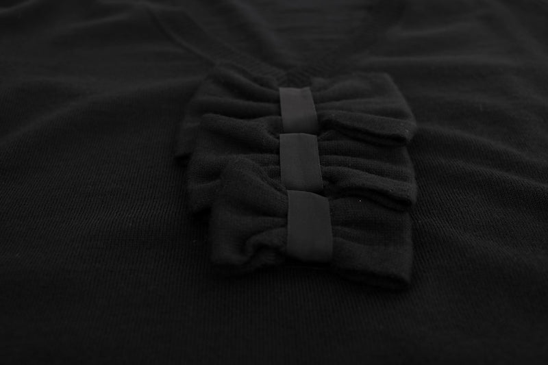 MARGHI LO' Robe chemise noire en laine à manches longues