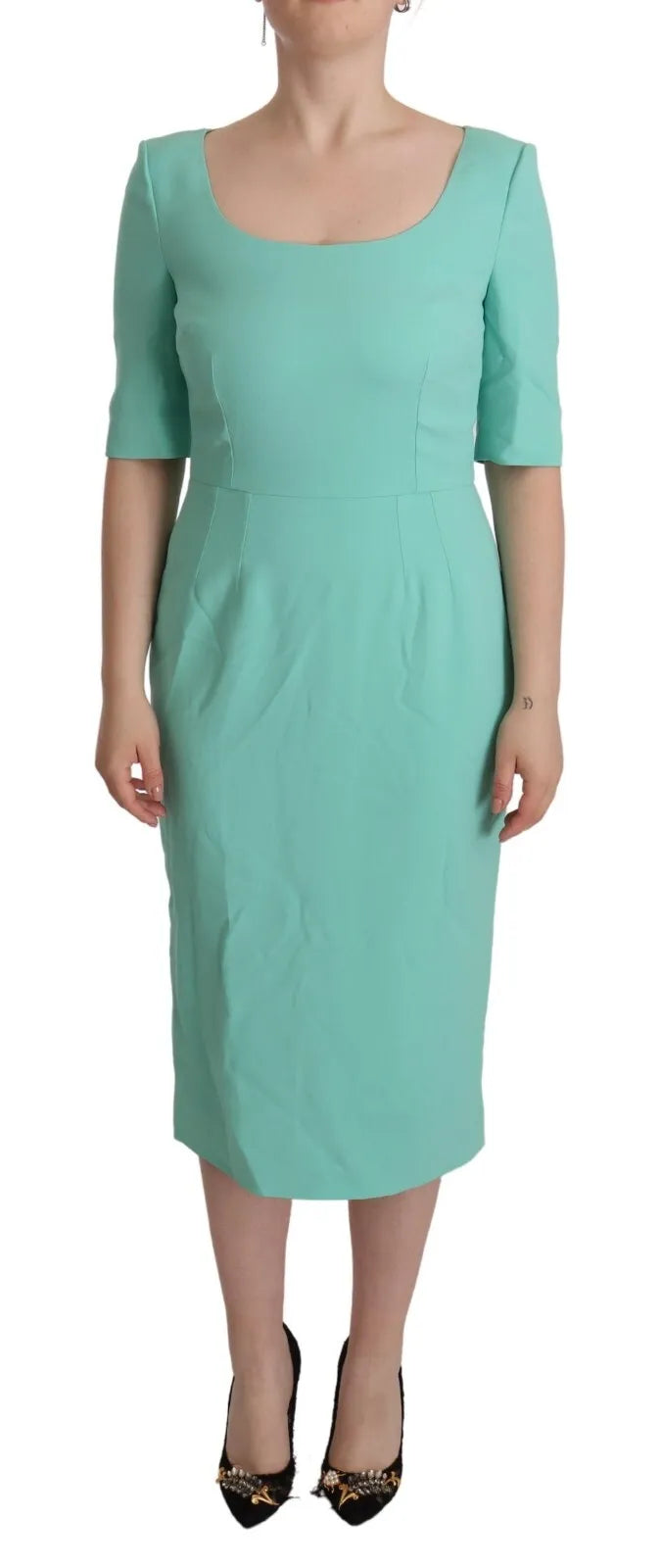 Dolce & Gabbana Mint Green Sheath Dress with Square Neckline