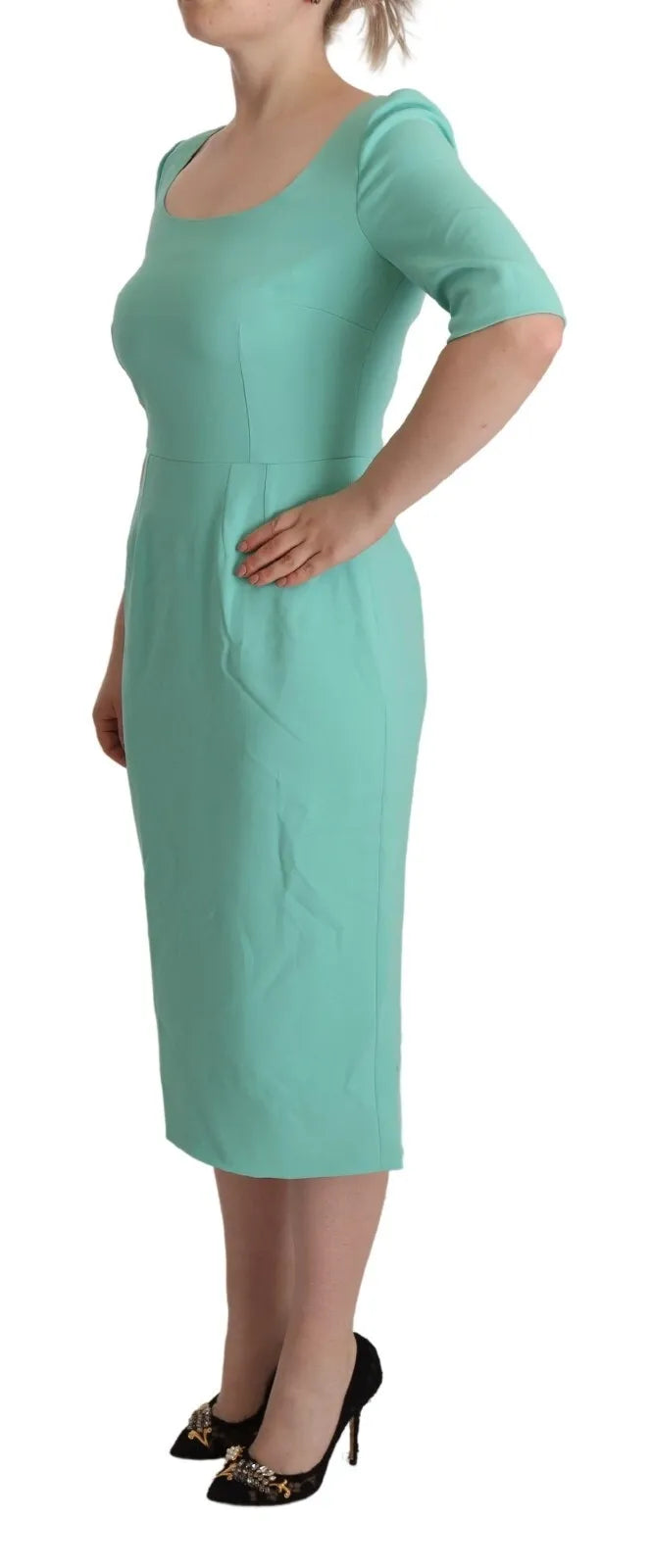 Dolce & Gabbana Mint Green Sheath Dress with Square Neckline