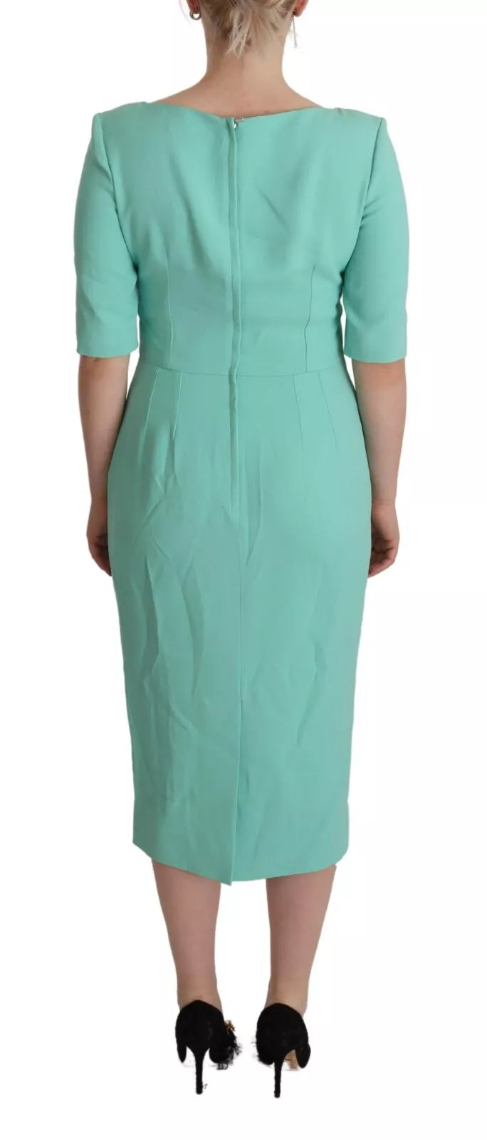 Dolce & Gabbana Mint Green Sheath Dress with Square Neckline