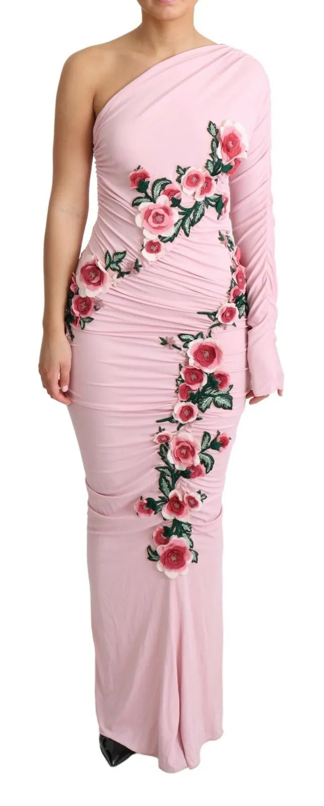 Robe Dolce & Gabbana à Fleurs Rose à Épaule Dénudée