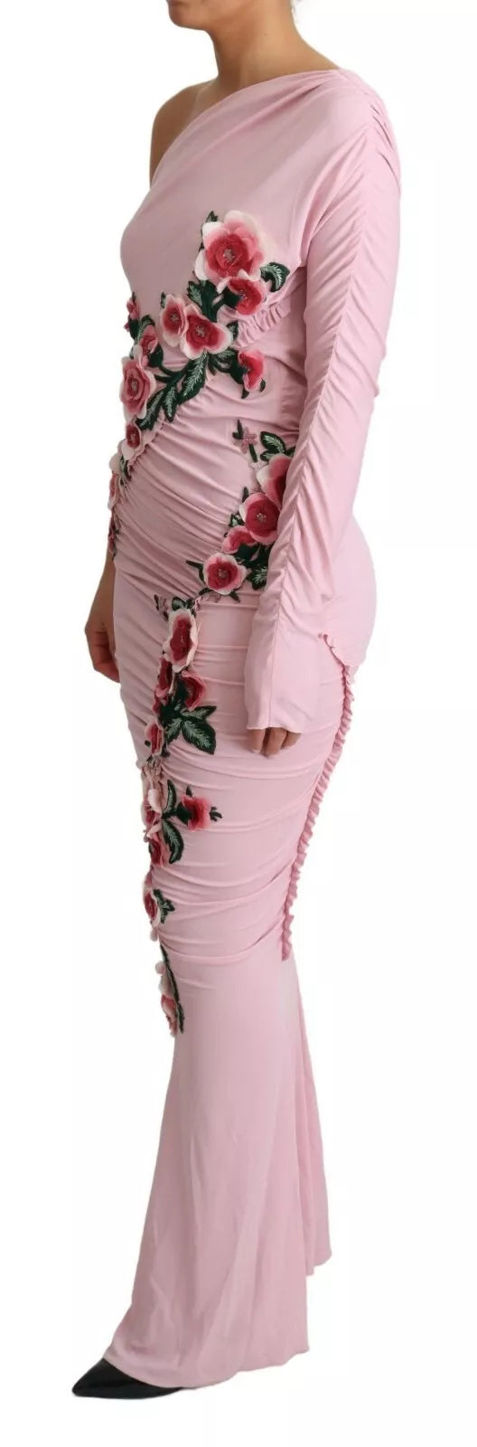 Robe Dolce & Gabbana à Fleurs Rose à Épaule Dénudée