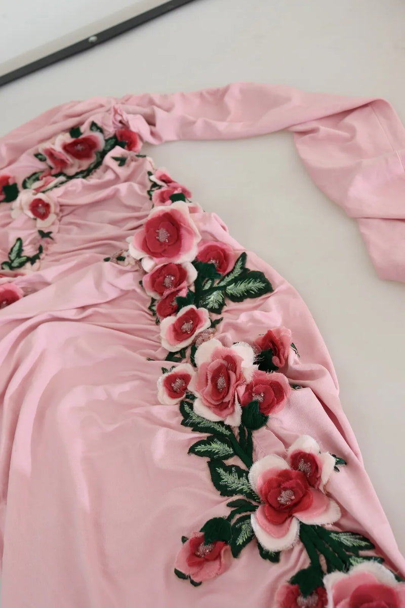Robe Dolce & Gabbana à Fleurs Rose à Épaule Dénudée