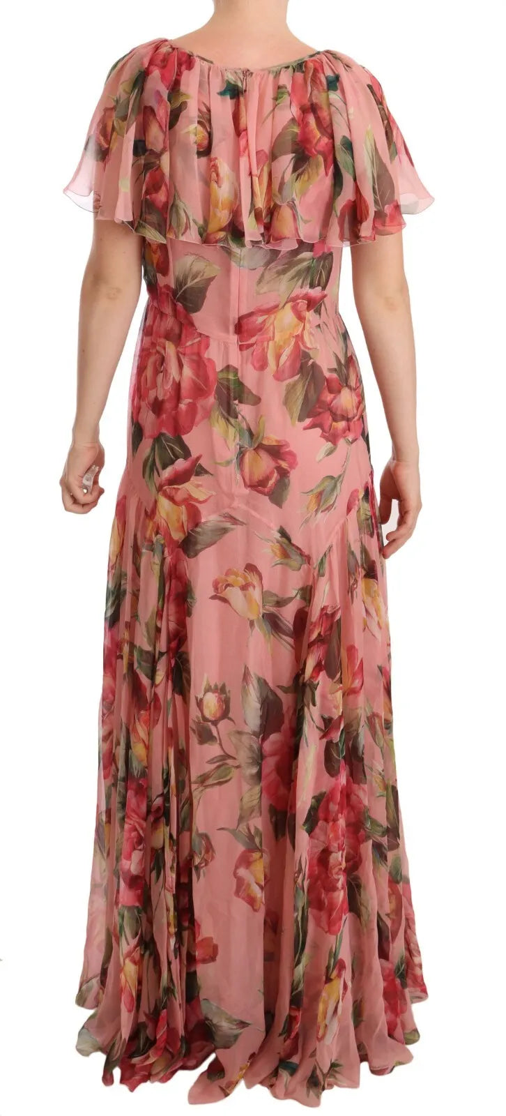 Robe Maxi Florale en Soie Rose Dolce & Gabbana