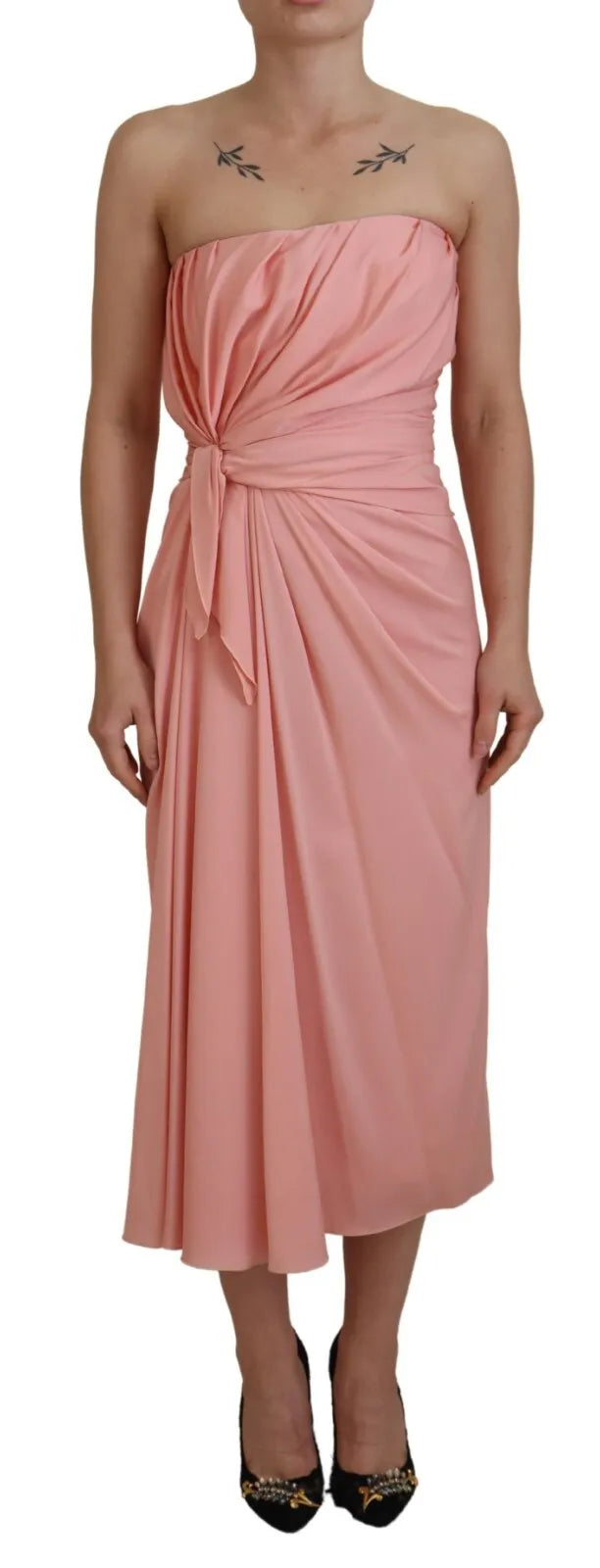Robe Midi Sans Manches Dolce & Gabbana en Soie Rose Stretch