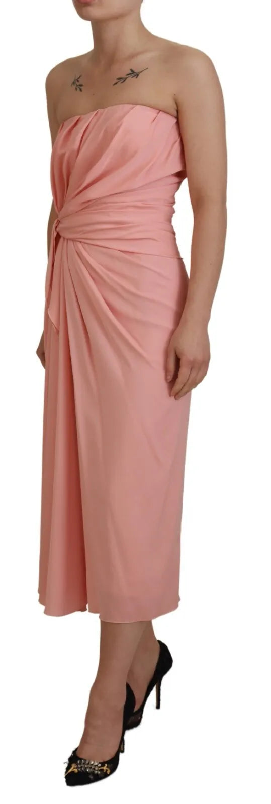 Robe Midi Sans Manches Dolce & Gabbana en Soie Rose Stretch