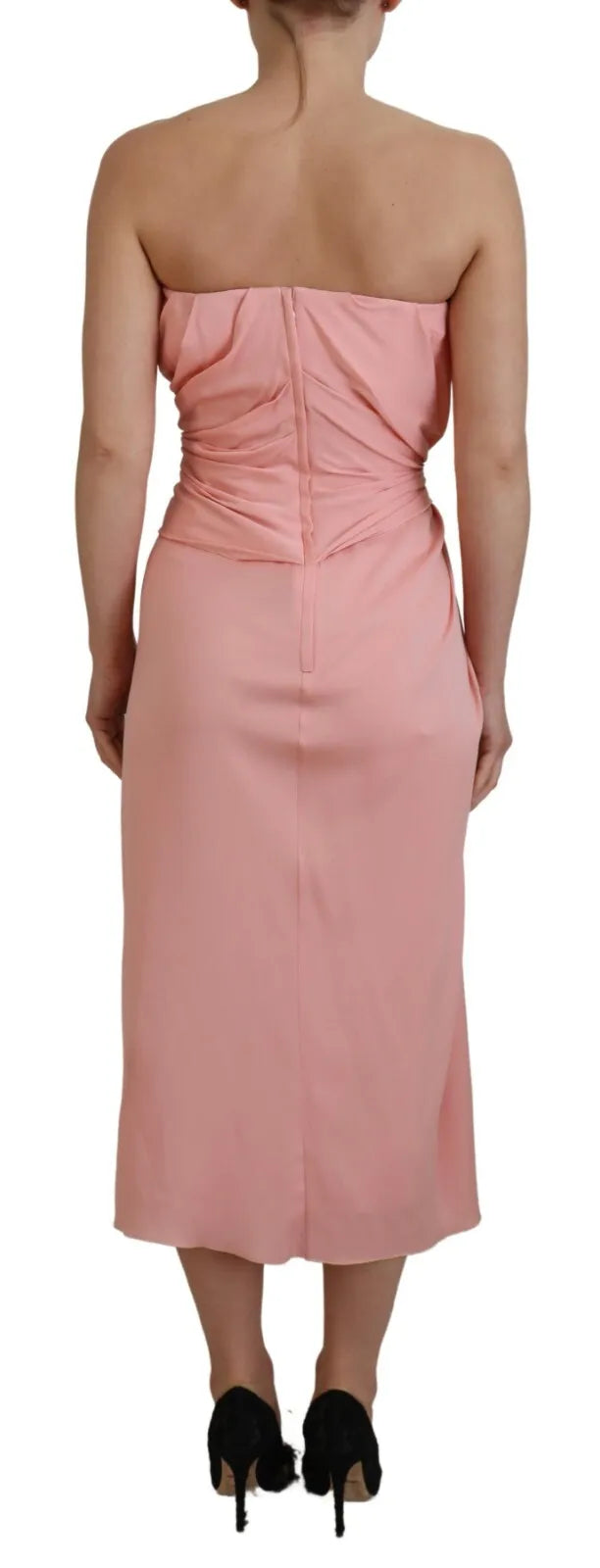 Robe Midi Sans Manches Dolce & Gabbana en Soie Rose Stretch