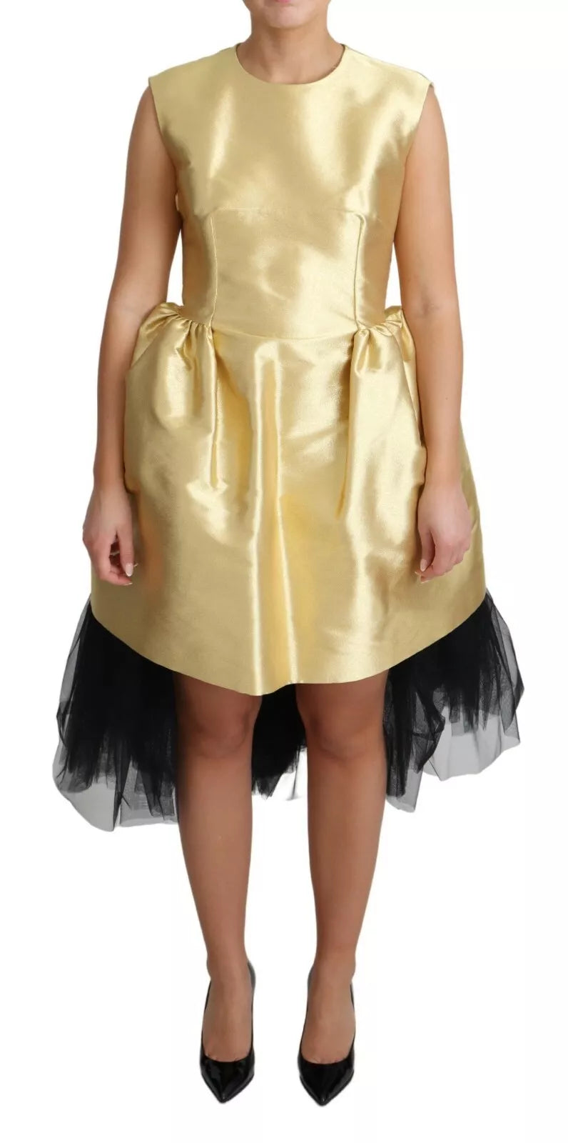 Robe A-ligne sans manches en tulle doré Dolce & Gabbana