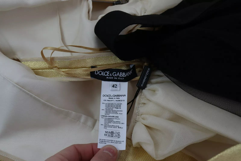 Dolce & Gabbana Gold Sleeveless A-line Tulle Dress