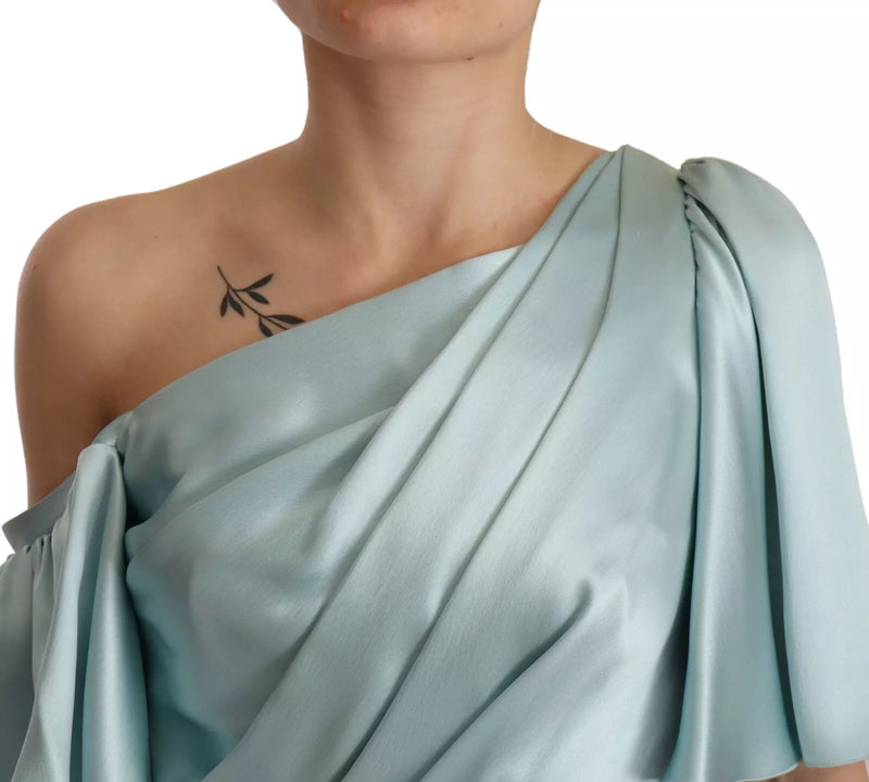 Robe Midi Dolce & Gabbana en Soie Verte à Épaule Dénudée