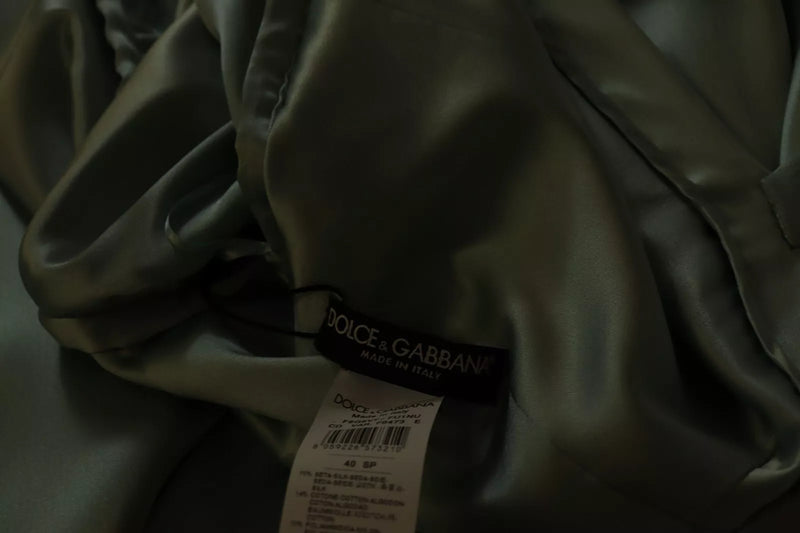 Robe Midi Dolce & Gabbana en Soie Verte à Épaule Dénudée