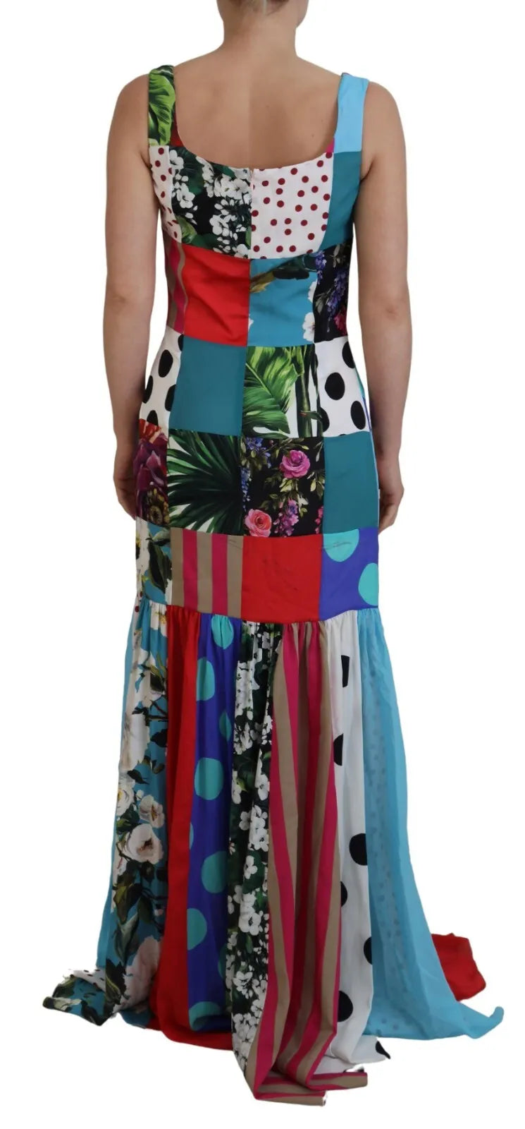 Robe Maxi Sheath Patchwork Multicolore en Soie Dolce & Gabbana