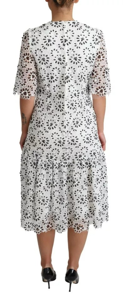 Robe Midi A-line Dolce & Gabbana Blanche avec Découpe Élégante