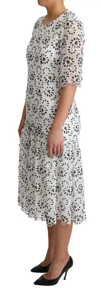 Robe Midi A-line Dolce & Gabbana Blanche avec Découpe Élégante