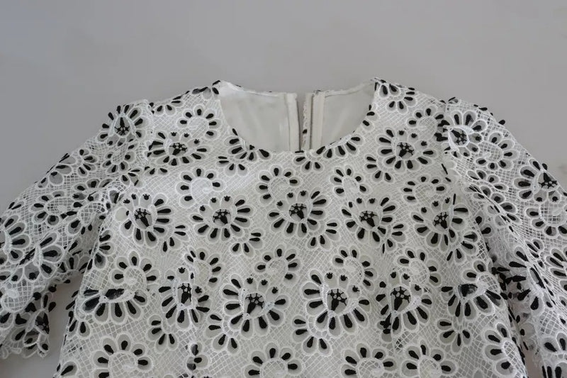 Robe Midi A-line Dolce & Gabbana Blanche avec Découpe Élégante