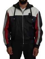 Dolce & Gabbana Veste-blouson en cuir noir avec capuche