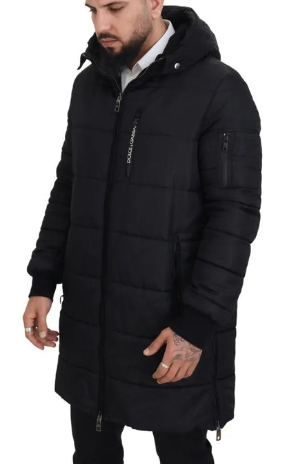 Manteau parka à capuche en nylon noir Dolce & Gabbana - veste d'hiver