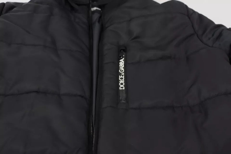 Dolce & Gabbana Zwarte Nylon Parka Jas met Kap, Winterjas