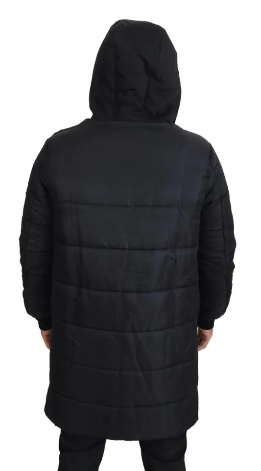 Dolce & Gabbana Zwarte Nylon Parka Jas met Kap, Winterjas