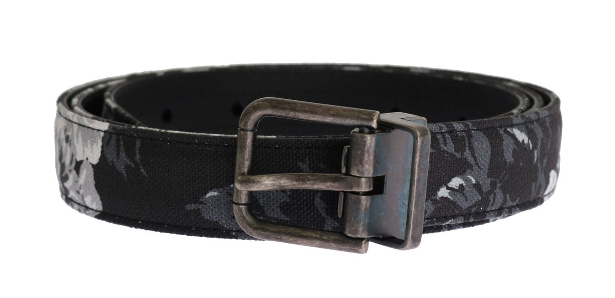 Ceinture en cuir et lin noir Cayman Dolce &amp; Gabbana