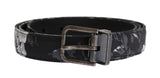 Ceinture en cuir et lin noir Cayman Dolce &amp; Gabbana