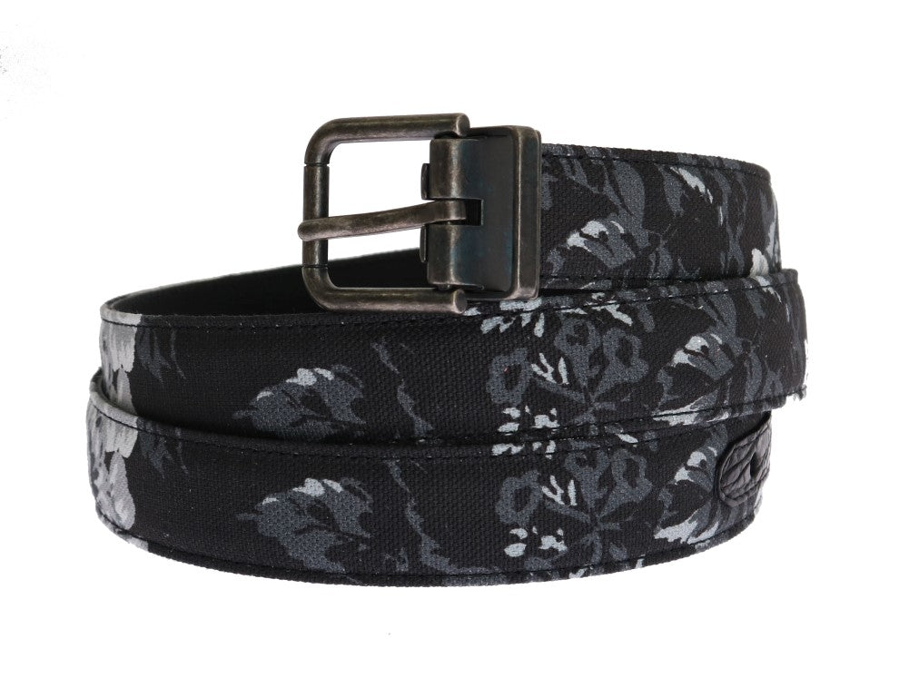 Ceinture en cuir et lin noir Cayman Dolce &amp; Gabbana