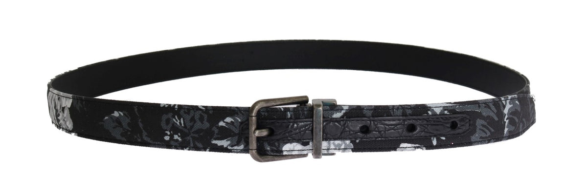Ceinture en cuir et lin noir Cayman Dolce &amp; Gabbana