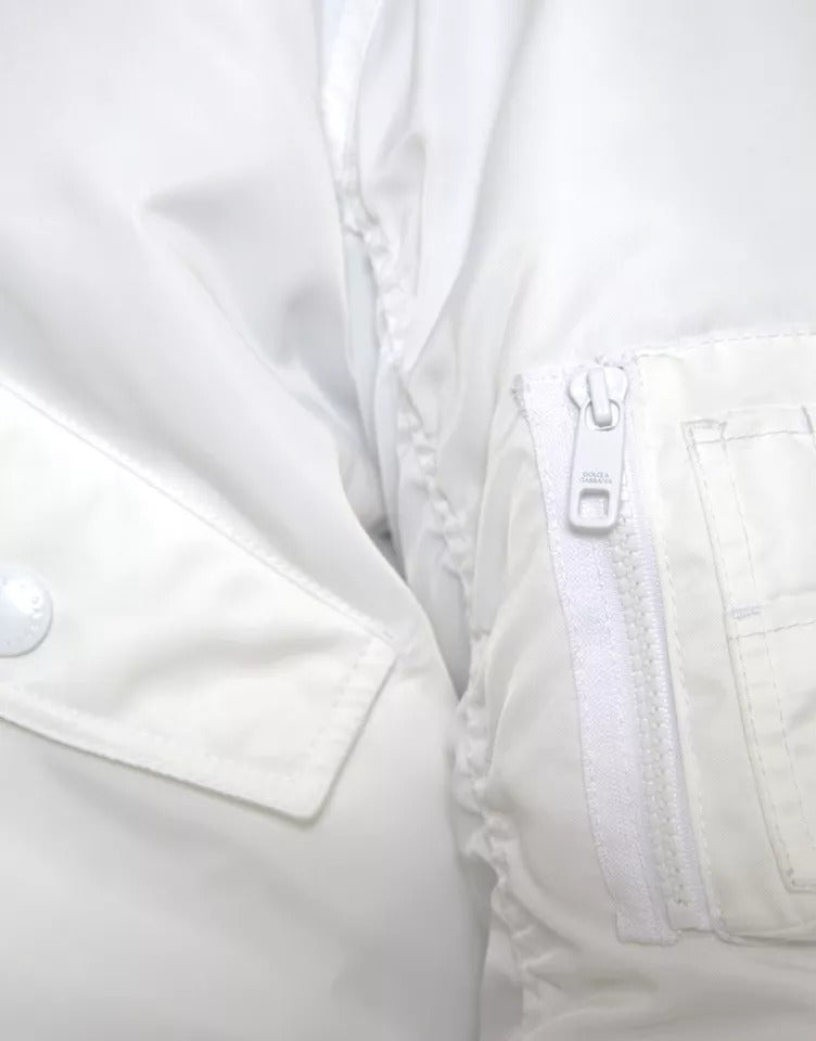 Dolce & Gabbana wit bomberjack met lange mouwen en ritssluiting