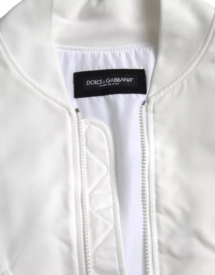 Dolce & Gabbana wit bomberjack met lange mouwen en ritssluiting