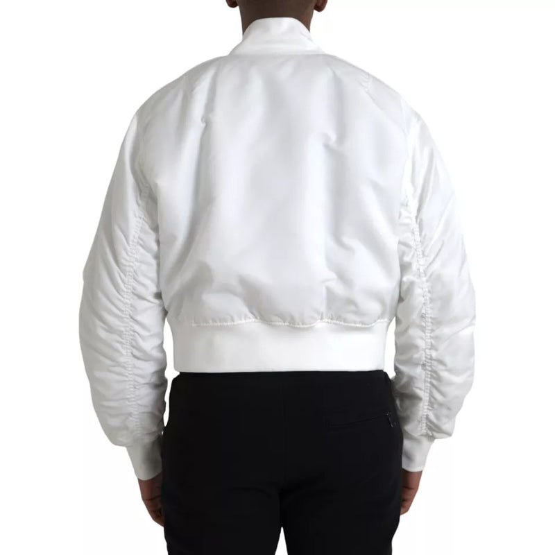 Dolce & Gabbana wit bomberjack met lange mouwen en ritssluiting