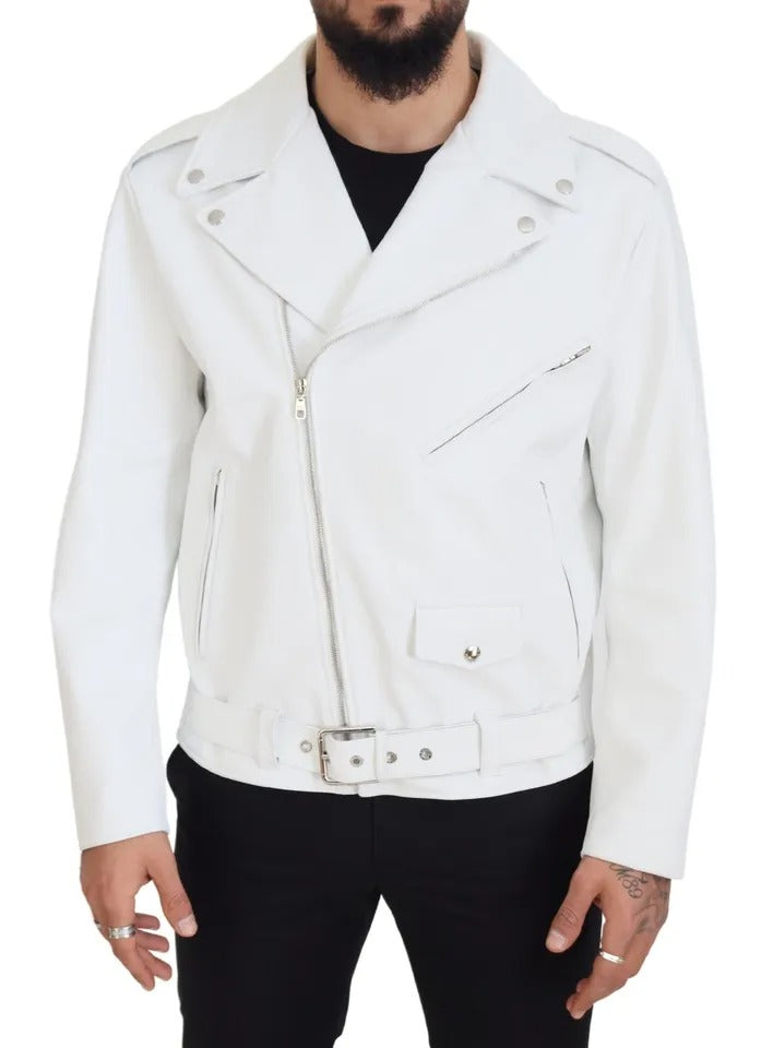 Dolce & Gabbana wit leren bikerjack met rits