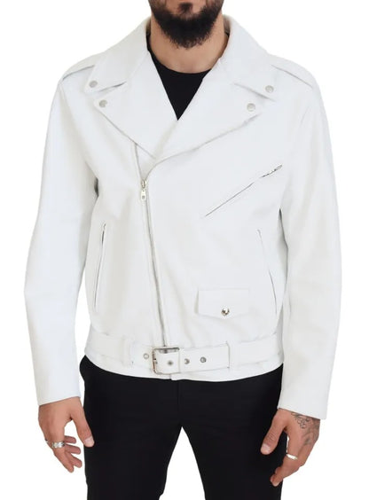 Dolce & Gabbana wit leren bikerjack met rits