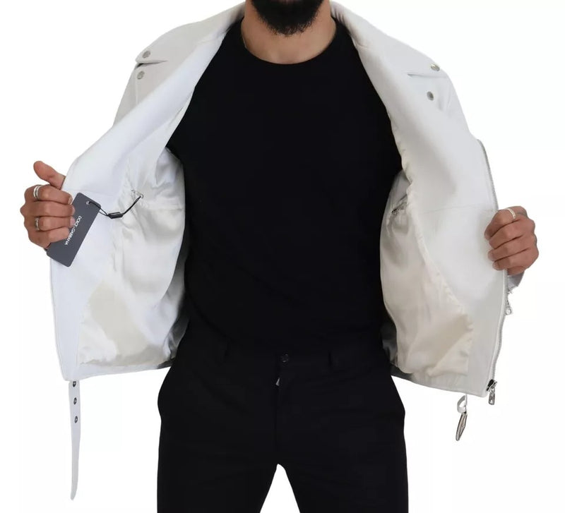 Dolce & Gabbana wit leren bikerjack met rits