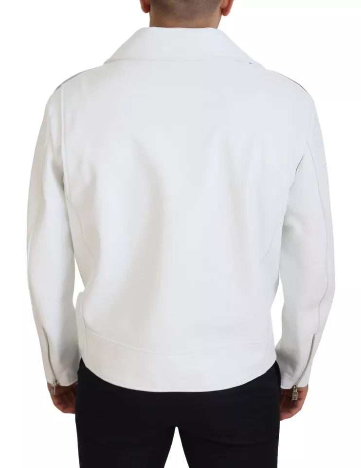 Dolce & Gabbana wit leren bikerjack met rits