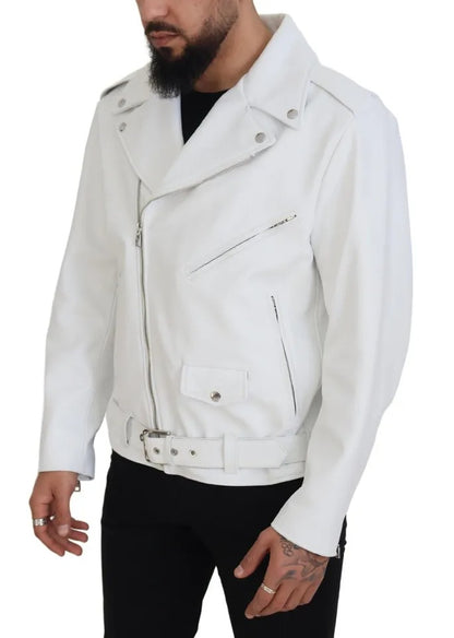 Dolce & Gabbana wit leren bikerjack met rits