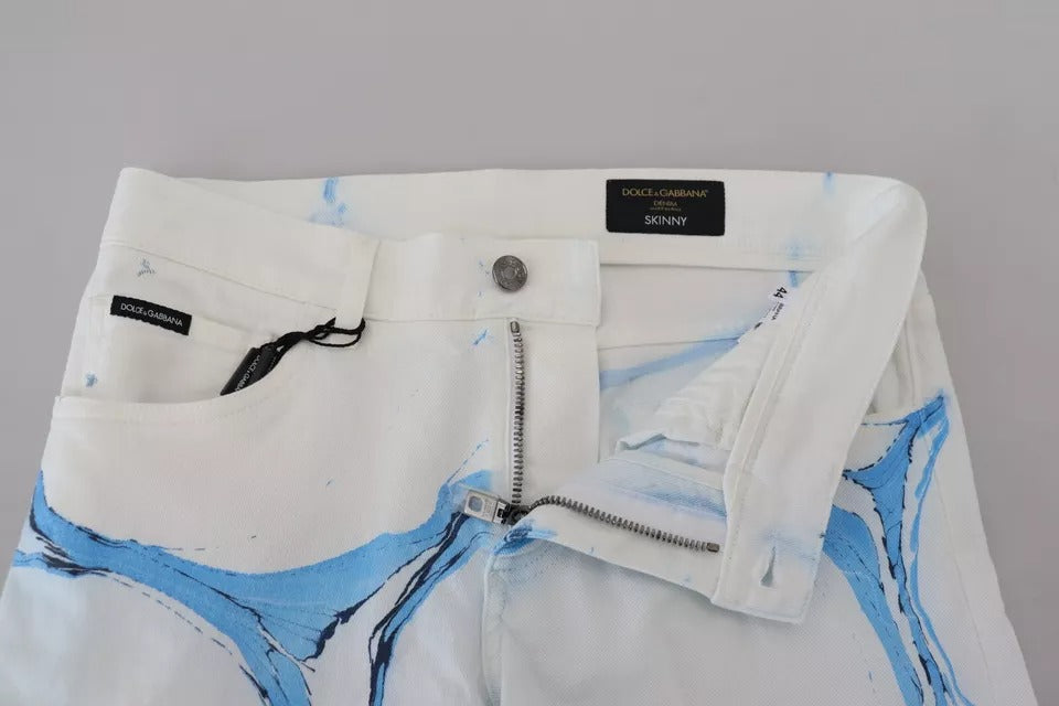Jeans skinny en coton blanc et bleu de Dolce &amp; Gabbana