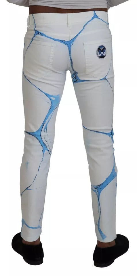 Dolce &amp; Gabbana witte en blauwe katoenen skinny jeans