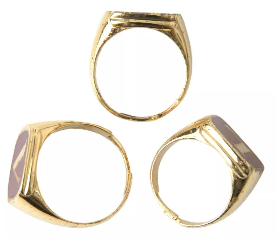 Dolce & Gabbana Gold Brass LOVE Emaille Set van 3 Ringen