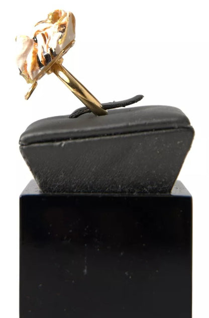 Bague accessoire pour chien Dolce & Gabbana en laiton doré et résine beige