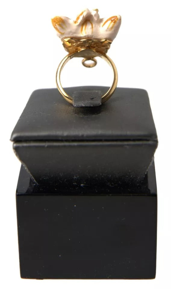 Bague accessoire pour chien Dolce & Gabbana en laiton doré et résine beige