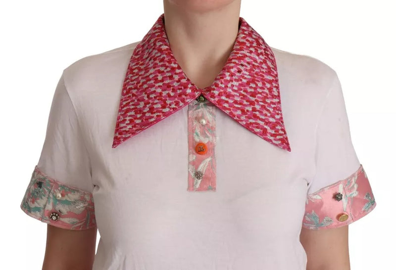 Dolce & Gabbana White Sartoria T-shirt avec Col Large