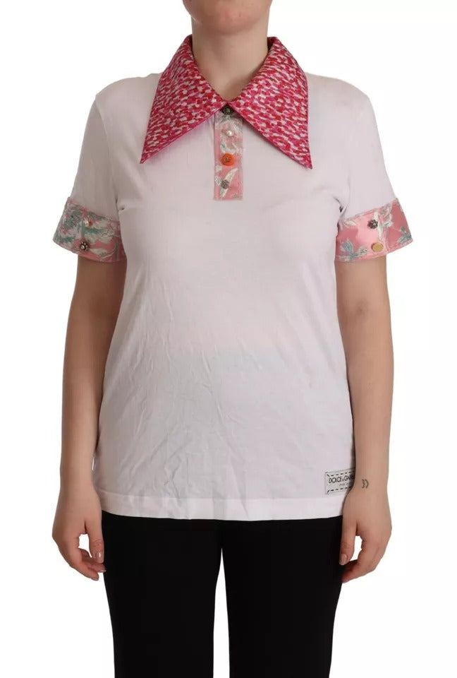 Dolce & Gabbana White Sartoria T-shirt avec Col Large
