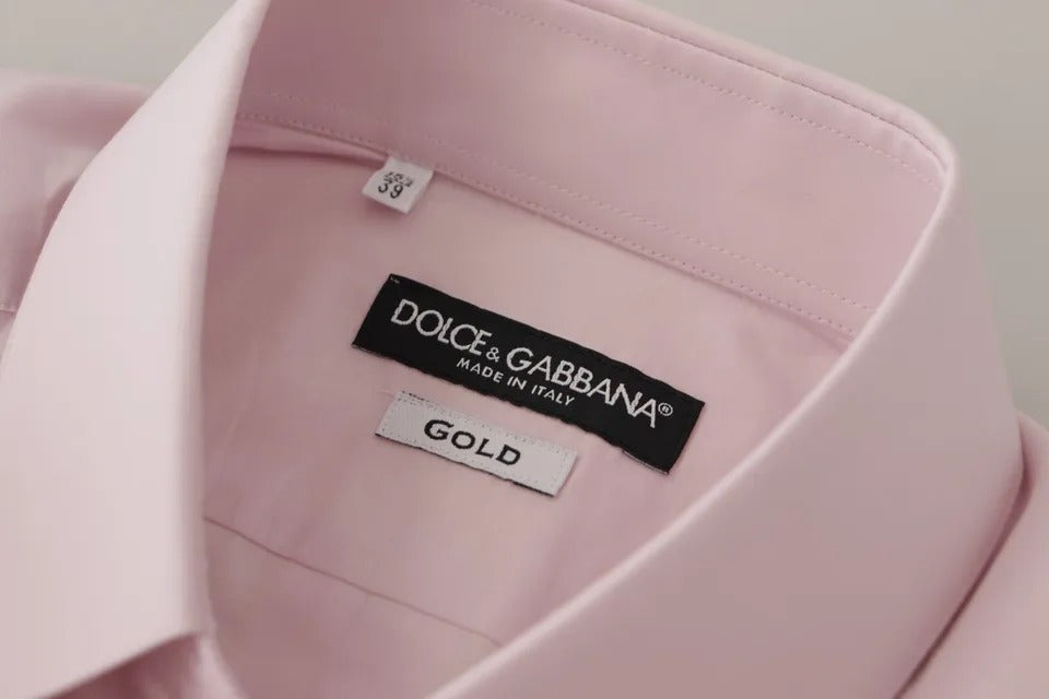 Robe en coton rose clair Dolce &amp; Gabbana, chemise formelle homme dorée.
