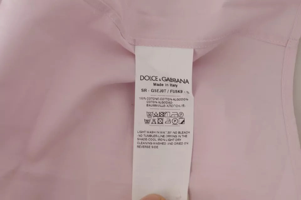 Robe en coton rose clair Dolce &amp; Gabbana, chemise formelle homme dorée.