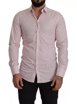 Robe en coton rose clair Dolce &amp; Gabbana, chemise formelle homme dorée.