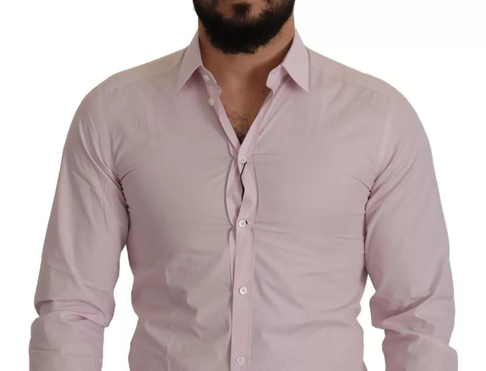 Robe en coton rose clair Dolce &amp; Gabbana, chemise formelle homme dorée.