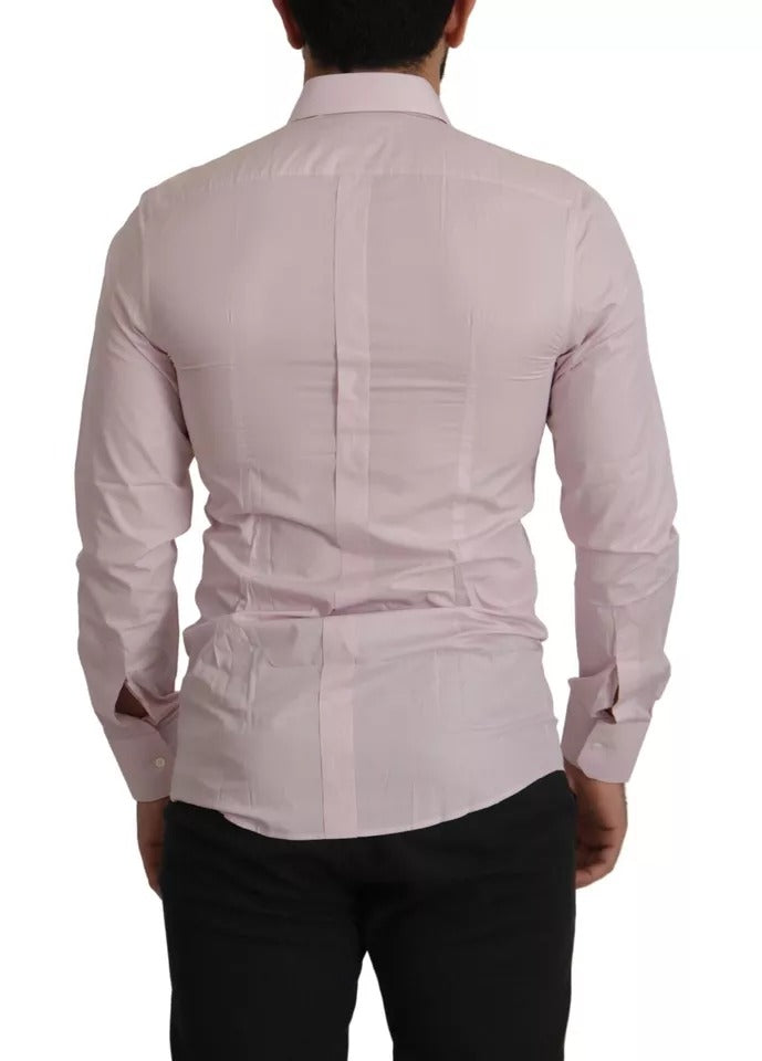 Robe en coton rose clair Dolce &amp; Gabbana, chemise formelle homme dorée.
