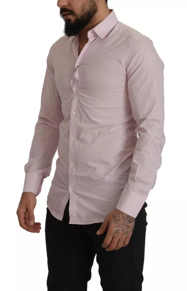 Robe en coton rose clair Dolce &amp; Gabbana, chemise formelle homme dorée.