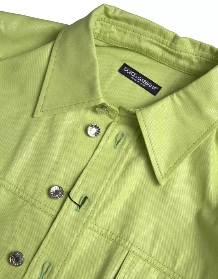 Dolce &amp; Gabbana Groen Katoenen Overhemd met Kraag en Knopen
