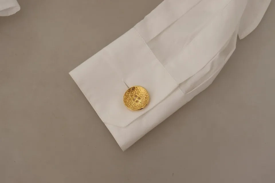 Dolce & Gabbana wit katoenen overhemd met kraag en lange mouwen